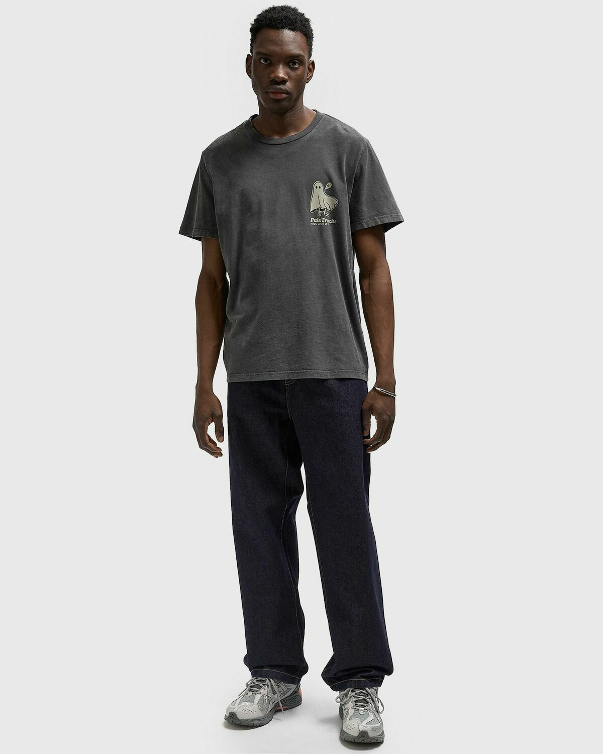 Nudie Jeans Roy Pale Tracks Tee Grey Mens Shortsleefe