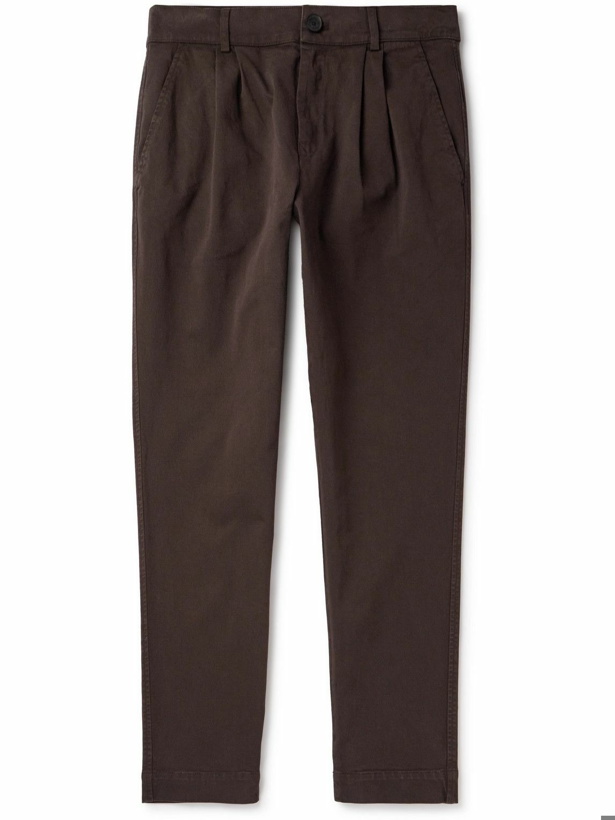 Photo: Mr P. - Tapered Pleated Garment-Dyed Cotton-Blend Twill Trousers - Brown