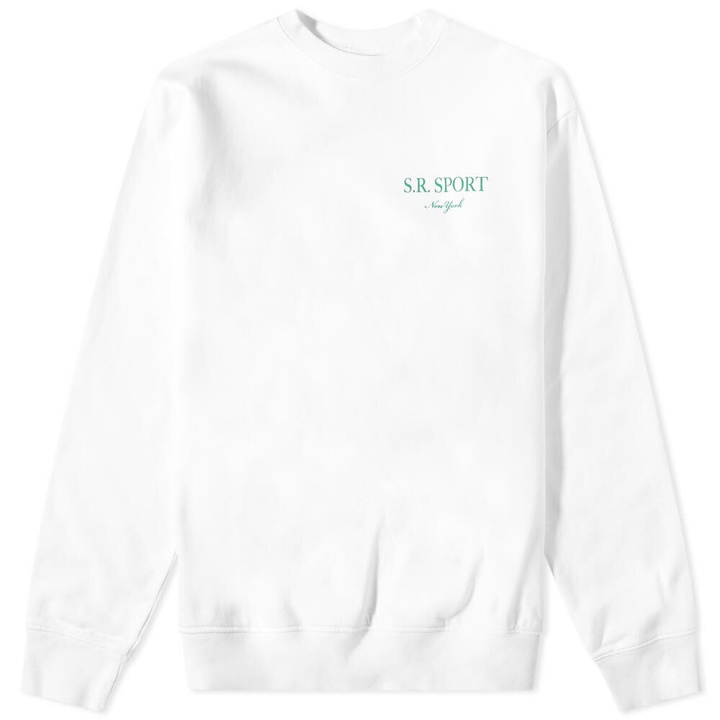 Photo: Sporty & Rich Wimbledon Crew Sweat in White/Kelly Green