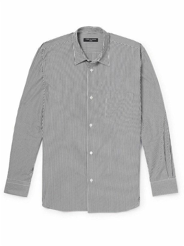 Photo: Comme des Garçons HOMME - Printed Striped Cotton-Poplin Shirt - Blue