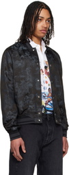 Off-White Black Fresco Souvenir Varsity Bomber Jacket