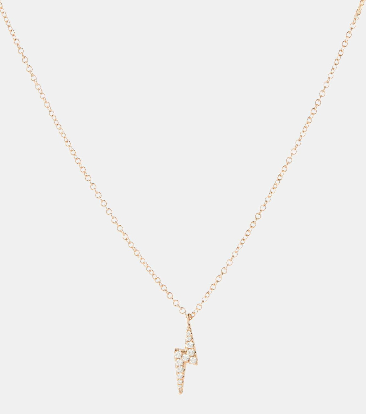 Maria Tash Lightning Bolt 18kt rose gold reversible necklace with white and black diamonds