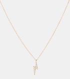 Maria Tash Lightning Bolt 18kt rose gold reversible necklace with white and black diamonds
