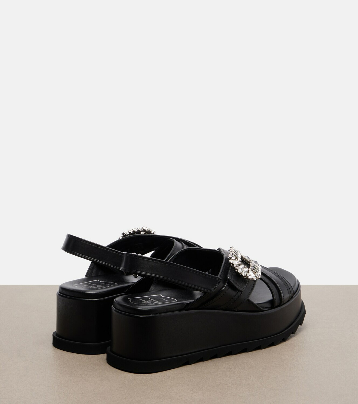Roger Vivier Strass Buckle leather platform sandals
