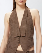 Pinko Vest With Rhinestones And Open Back Slate Black