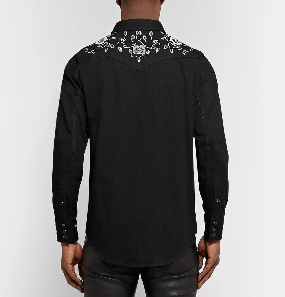 Saint Laurent - Slim-Fit Embroidered Cotton Western Shirt - Men