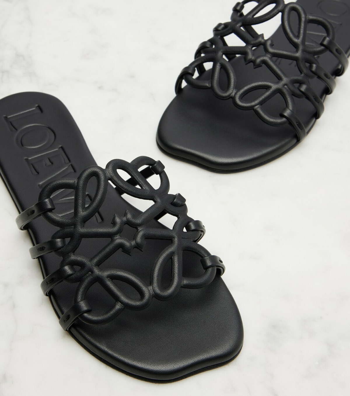 Loewe Anagram leather slides