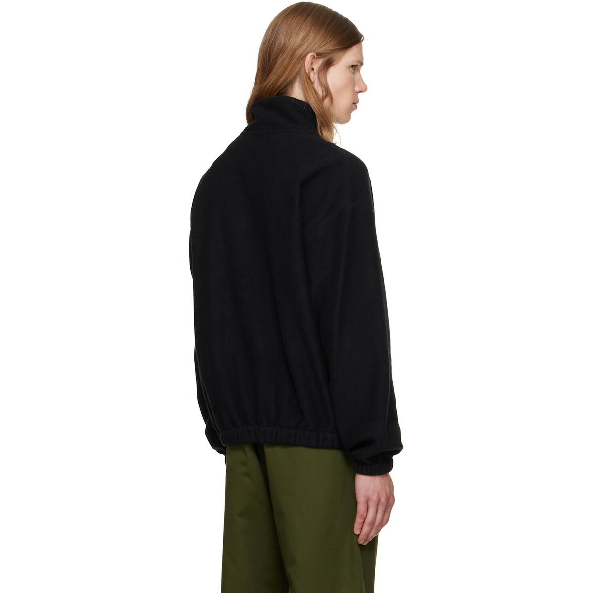 vowels Black Quarter Zip Fleece Sweater