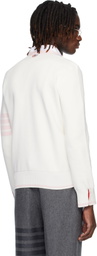 Thom Browne White Cotton 4-Bar Milano Classic V-Neck Cardigan