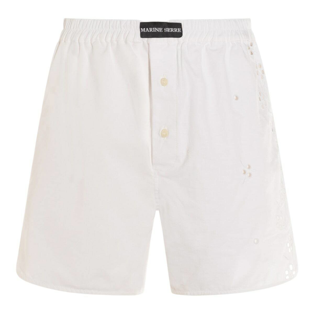 ショートパンツ MARINE SERRE White Cotton Shorts Marine Serre White Regenerated All Over Moon Sport Shorts
