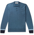Orlebar Brown - Gifford Mélange Merino Wool Polo Shirt - Blue
