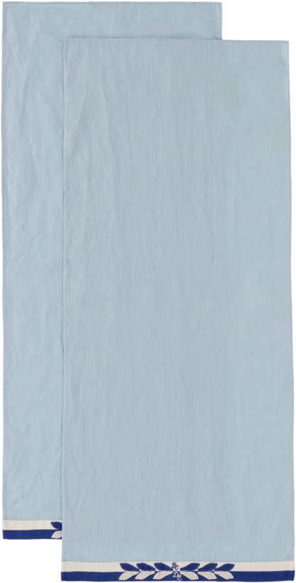 Photo: Bode Blue & White Seedling Stripe Dish Towel Set