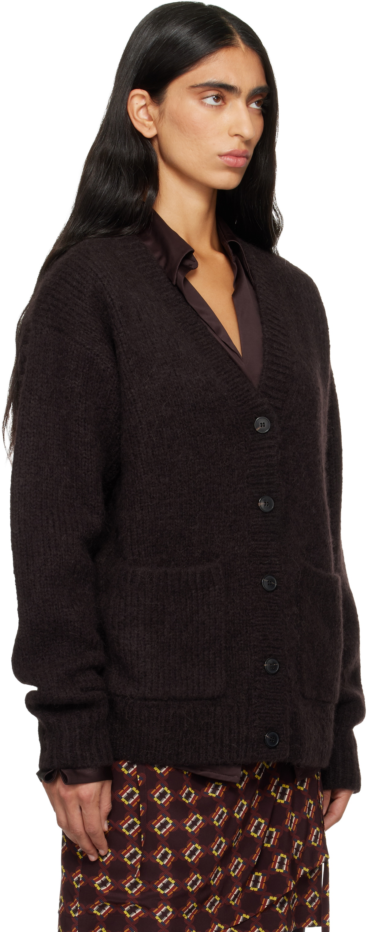 Dries Van Noten Brown Alpaca Cardigan