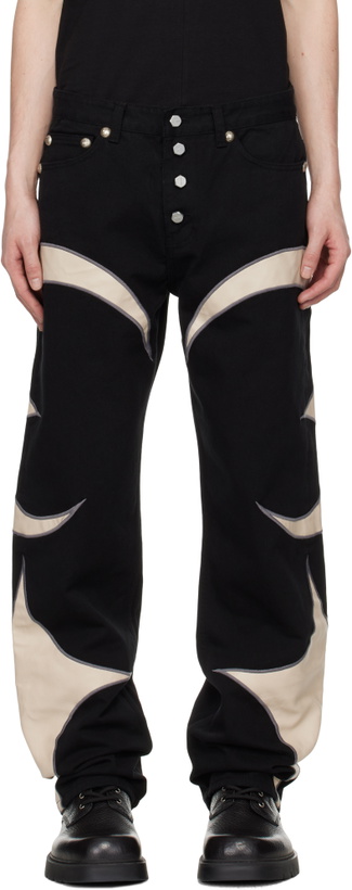 Photo: Thug Club Black & White TC Leather Denim Jeans