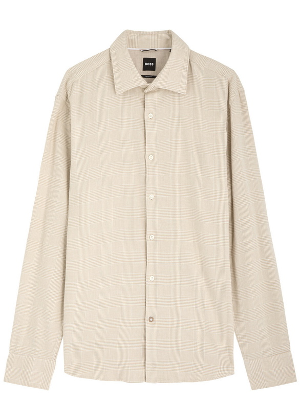 Photo: Boss Houndstooth Cotton Shirt Beige