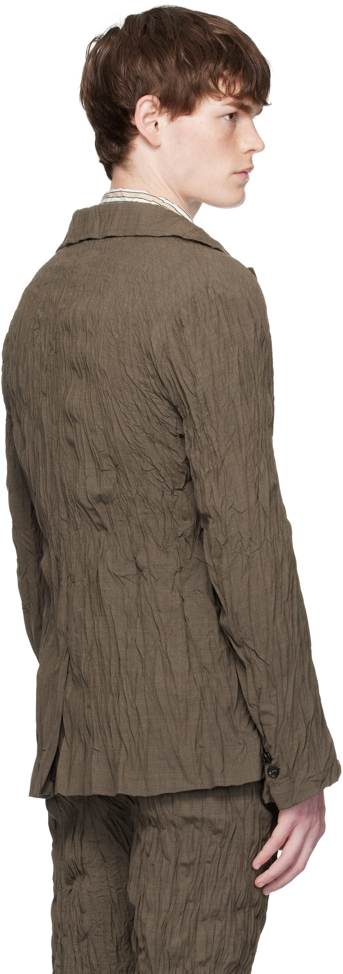 Bottega Veneta Brown Crushed Wool Blazer
