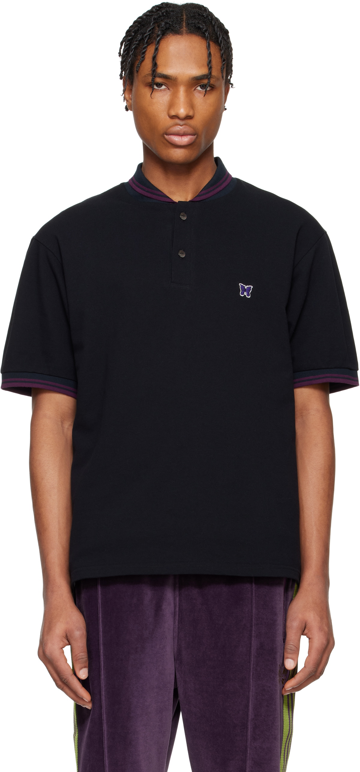 NEEDLES Shawl Collar S/S Polo 黒 M Needles 25ss 