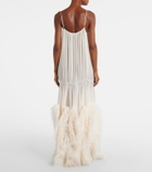 Xu Zhi Feather-trimmed gathered gown
