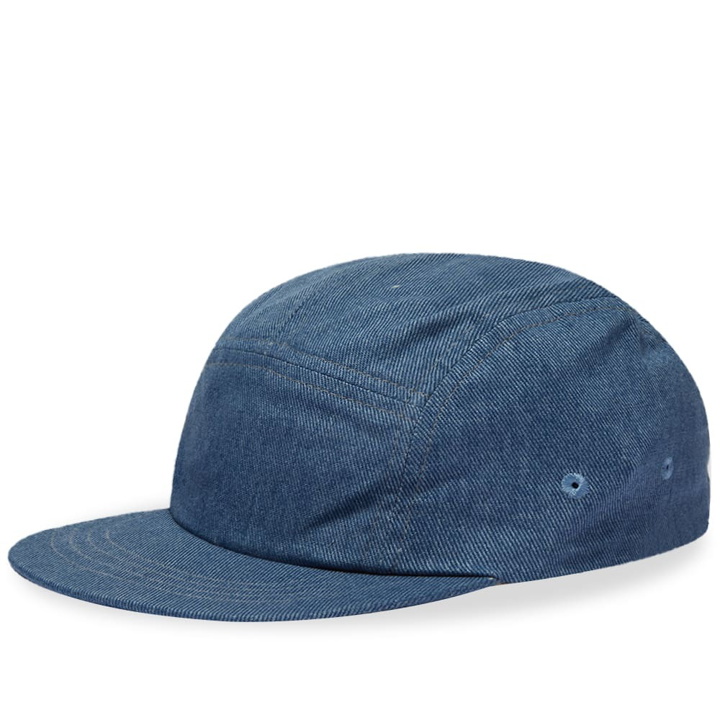 Photo: Folk Men's 5 Panel Cap in Mid Indigo Twill