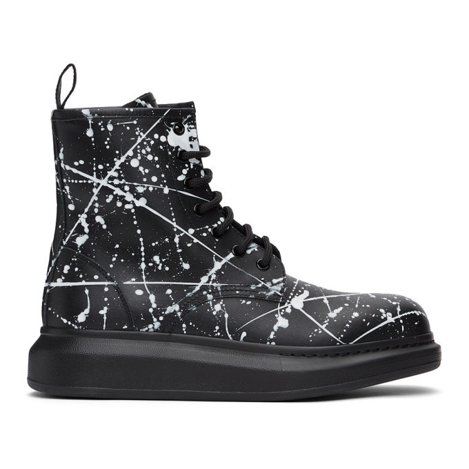 Photo: Alexander McQueen Black and White Splatter Lace-Up Boots