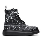 Alexander McQueen Black and White Splatter Lace-Up Boots