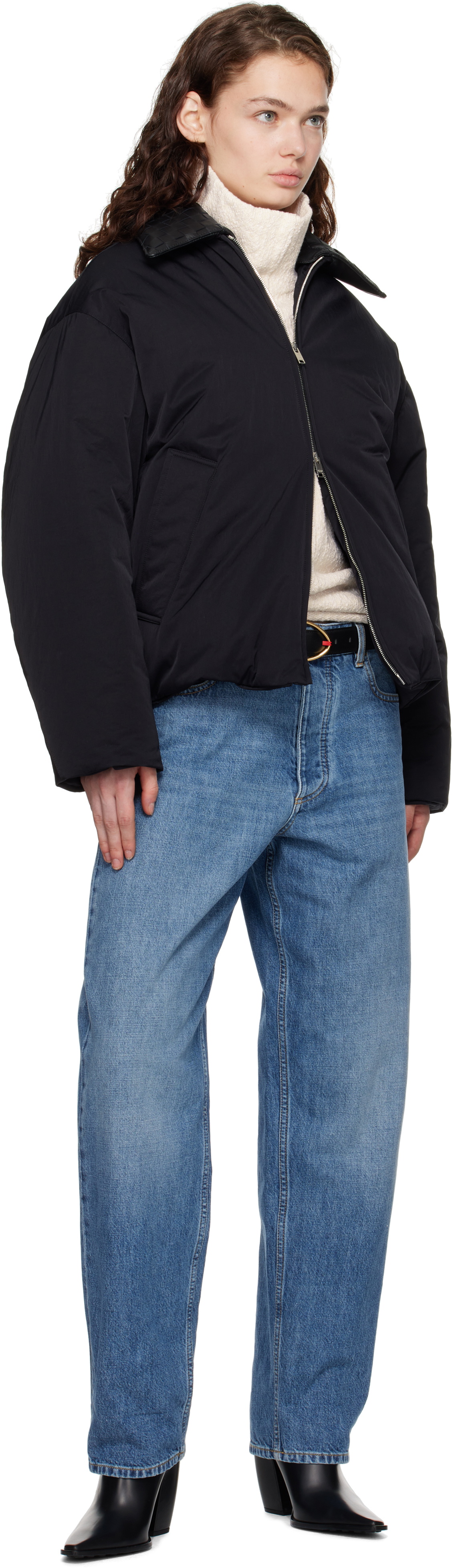 Bottega Veneta Black Tech Nylon Down Jacket
