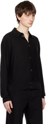 LEMAIRE Black Convertible Collar Cardigan