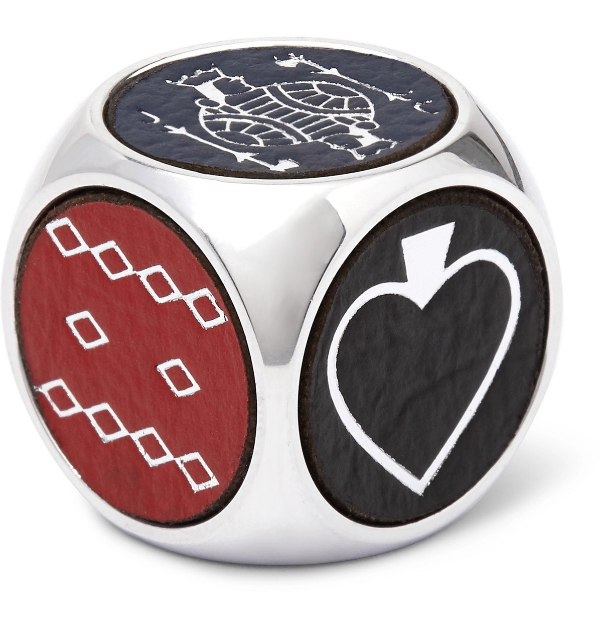 William & Son - Aluminium and Leather Poker Dice Set - Silver