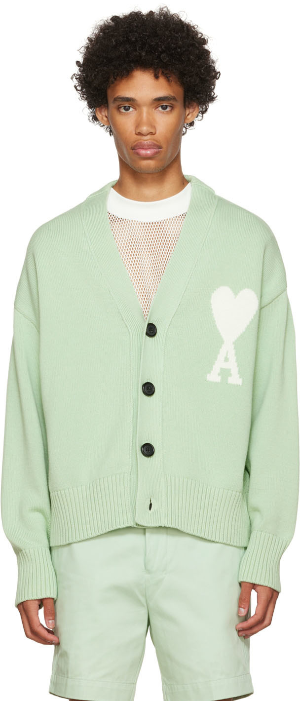 Ami Paris カーディガン グリーン AMI Paris Green Ami De Cœur Cardigan AMI