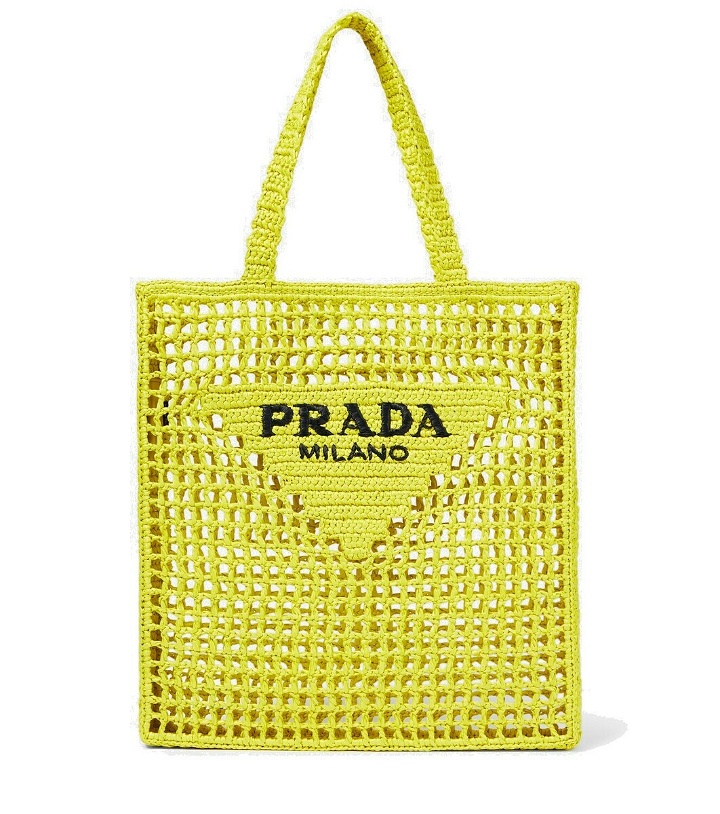 Photo: Prada Logo raffia tote bag