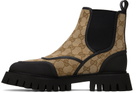 Gucci Beige & Black GG Chelsea Boots