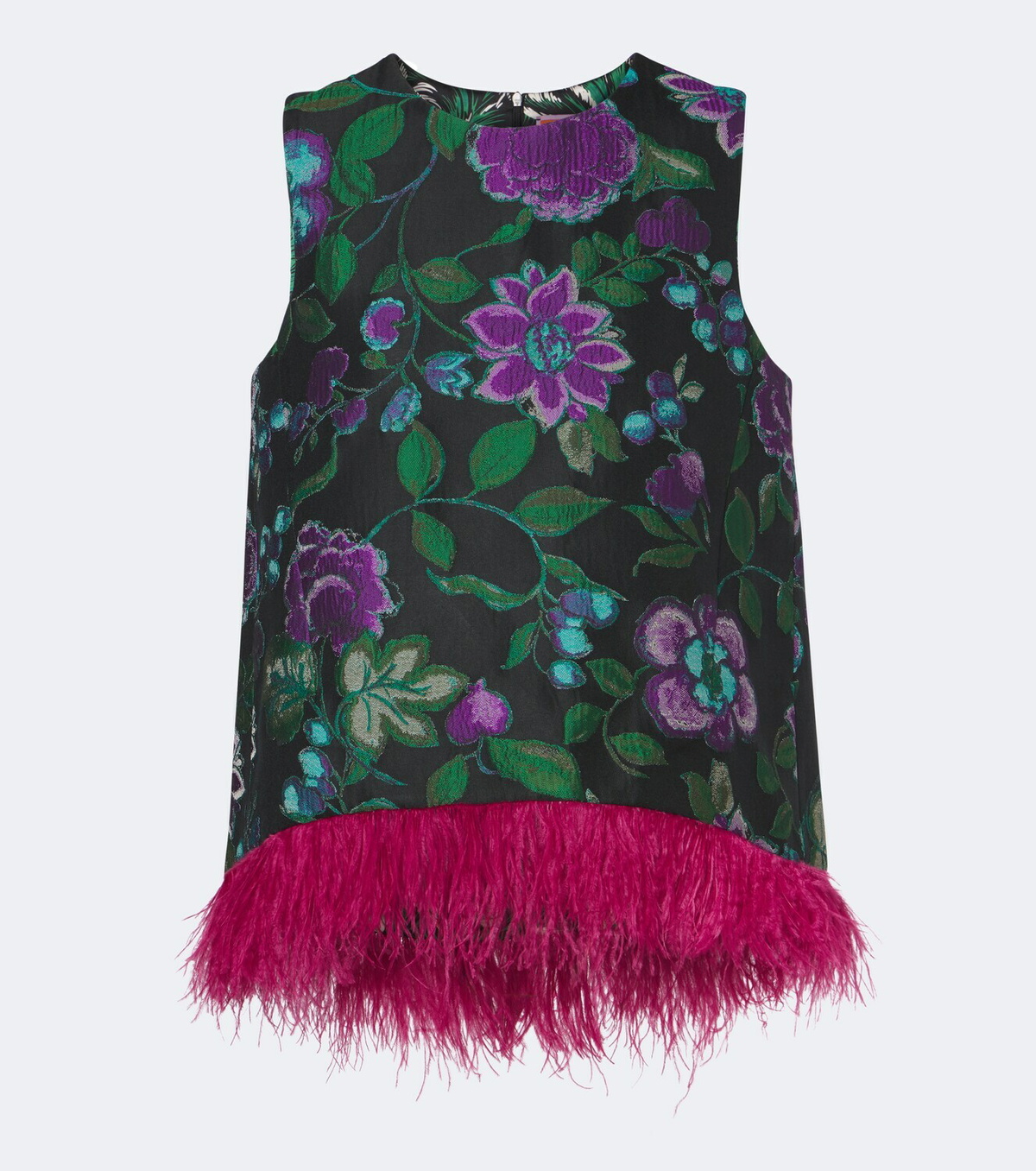 La DoubleJ La Scala feather-trimmed jacquard top