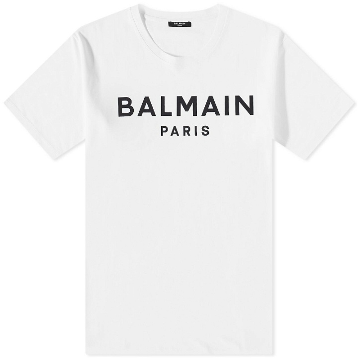 Photo: Balmain Men's Paris Logo T-Shirt in White/Black