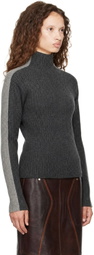 Helmut Lang Gray Wool Mock-Neck Sweater