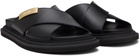 Moschino Black Logo Plaque Sandals