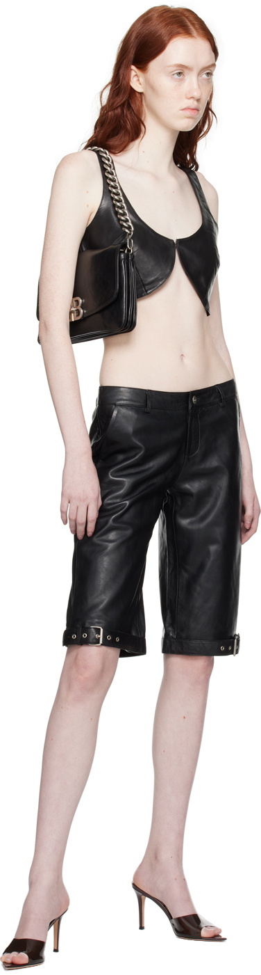 Miaou Black Clay Leather Shorts
