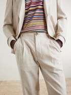Oliver Spencer - Morton Straight-Leg Pleated Cotton and Linen-Blend Trousers - Neutrals