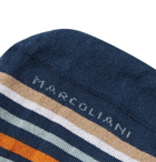 Marcoliani - Invisible Touch Striped Stretch Cotton-Blend No-Show Socks - Blue