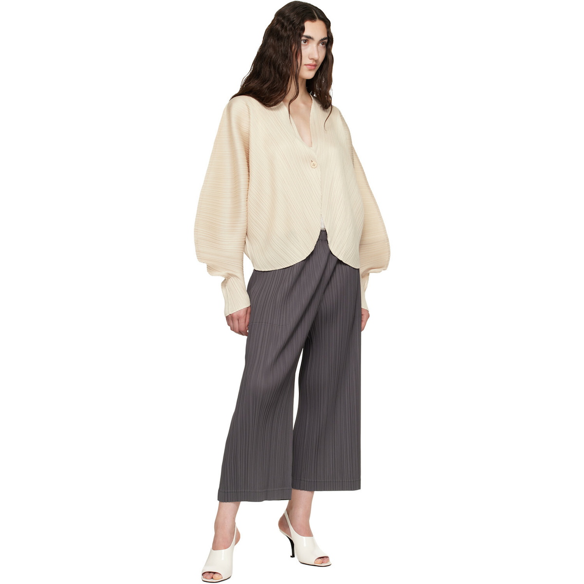 PLEATS PLEASE ISSEY MIYAKE Beige Coast Cardigan