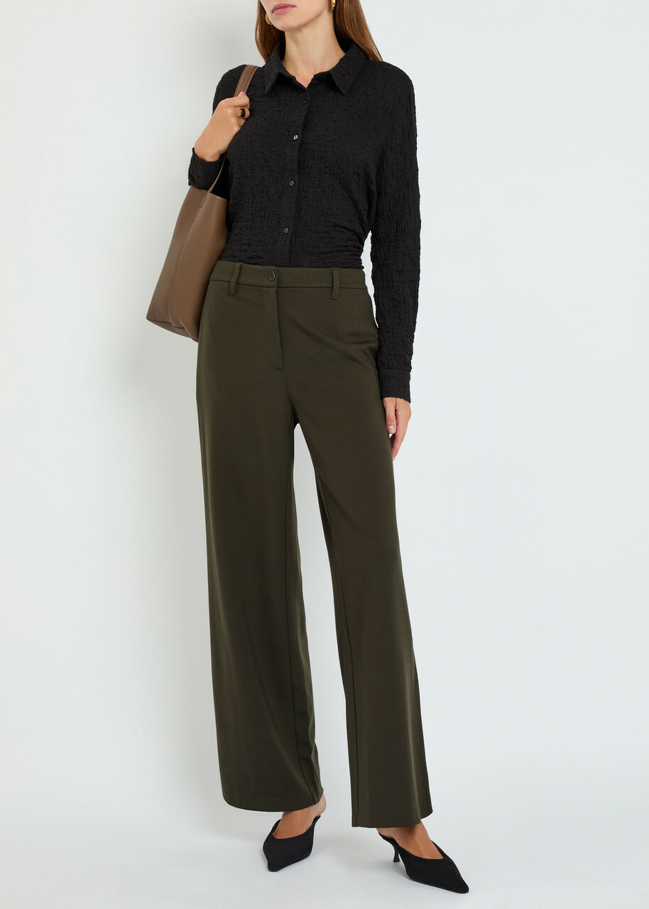 Eileen Fisher Wide-leg Jersey Trousers Dark Grey