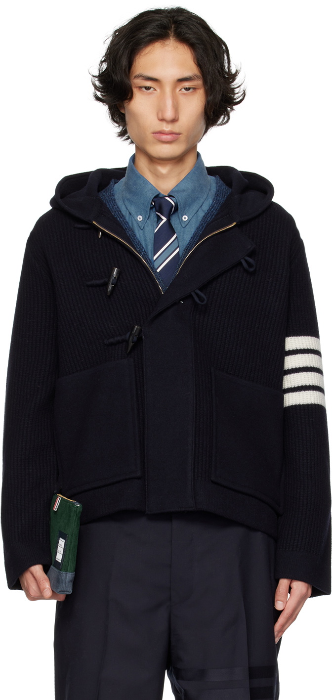 Thom Browne Navy 4-Bar Duffle Coat Thom Browne