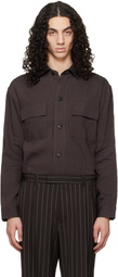 BOSS Brown Flap Pocket Linen Shirt