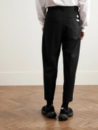 WTAPS - Cropped Tapered Logo-Appliquéd Pleated Twill Trousers - Black