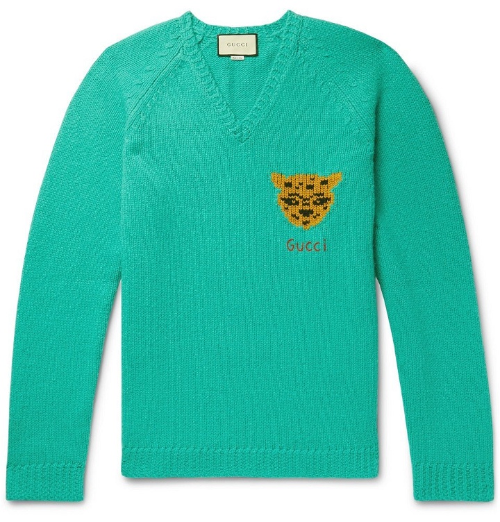 Photo: Gucci - Oversized Intarsia Wool Sweater - Men - Green