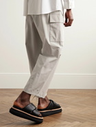 ATON - Straight-Leg Cropped Cotton Drawstring Cargo Trousers - Neutrals