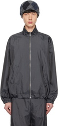 International Gallery BEAMS Gray Washed Nylon Zip-Up Jacket
