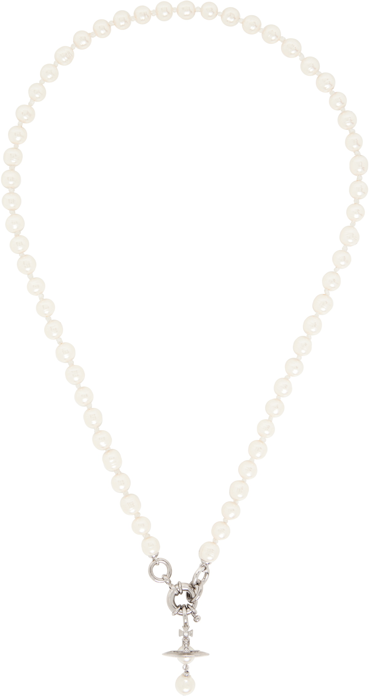 Vivienne Westwood MAN EMILIO ネックレス Man. Emilio ネックレス - プラチナ、クリーム パール | Vivienne