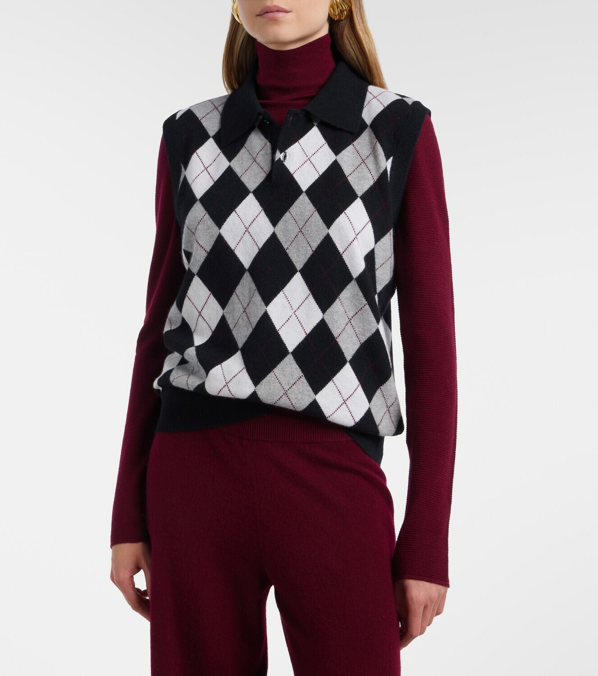 Lisa Yang Anwen argyle cashmere sweater vest
