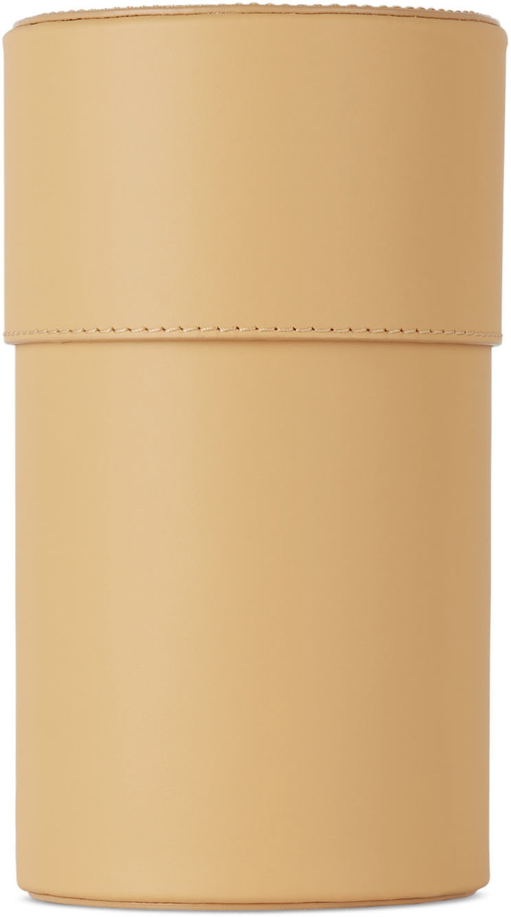 Los Objetos Decorativos Yellow Leather Tube Catchall