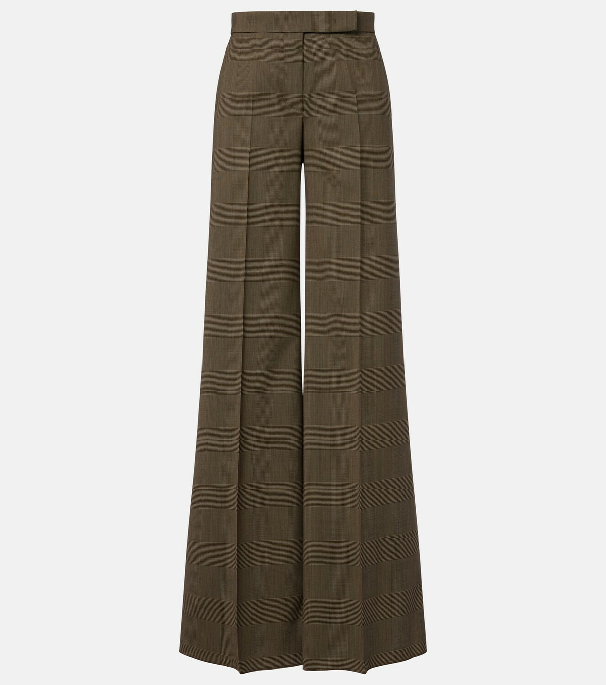 Max Mara Checked virgin wool wide-leg pants